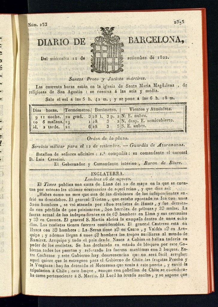 Miniatura de Diario de Barcelona del 11 de septiembre de 1822