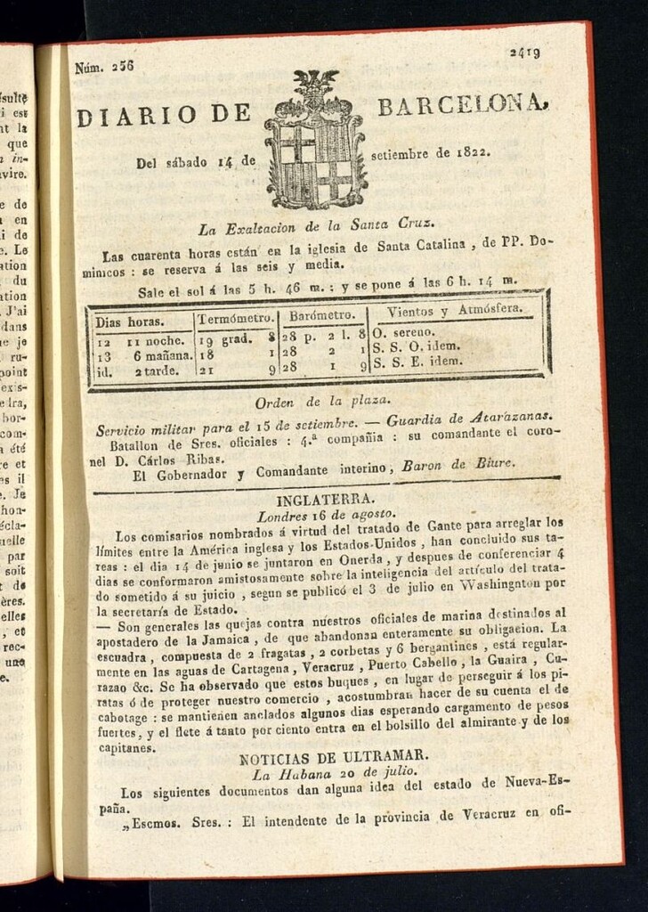 Miniatura de Diario de Barcelona del 14 de septiembre de 1822