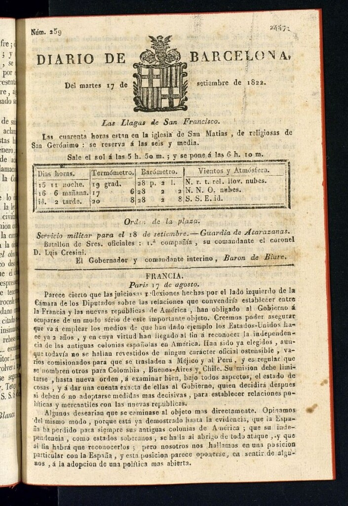 Miniatura de Diario de Barcelona del 17 de septiembre de 1822