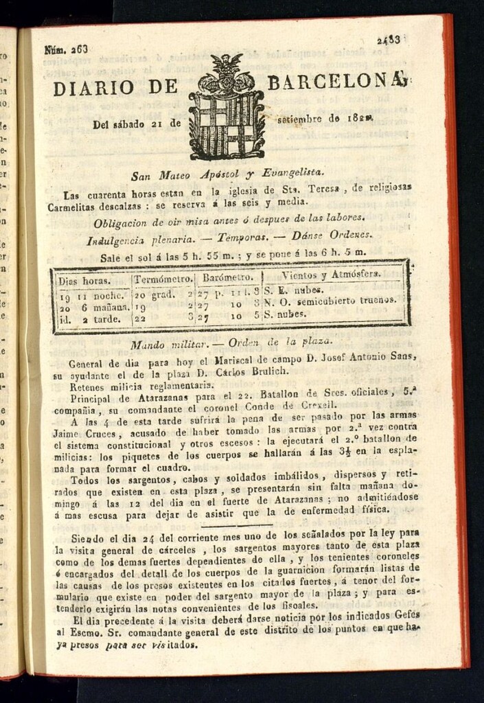 Miniatura de Diario de Barcelona del 21 de septiembre de 1822