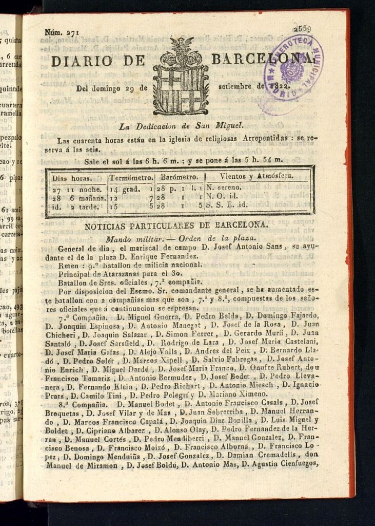 Miniatura de Diario de Barcelona del 29 de septiembre de 1822