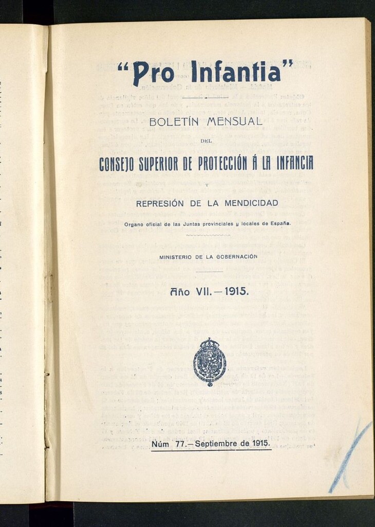 Miniatura de Pro Infantia : boletín del Consejo Superior de Protección a la Infancia y Represión de la Mendicidad de septiembre de 1915