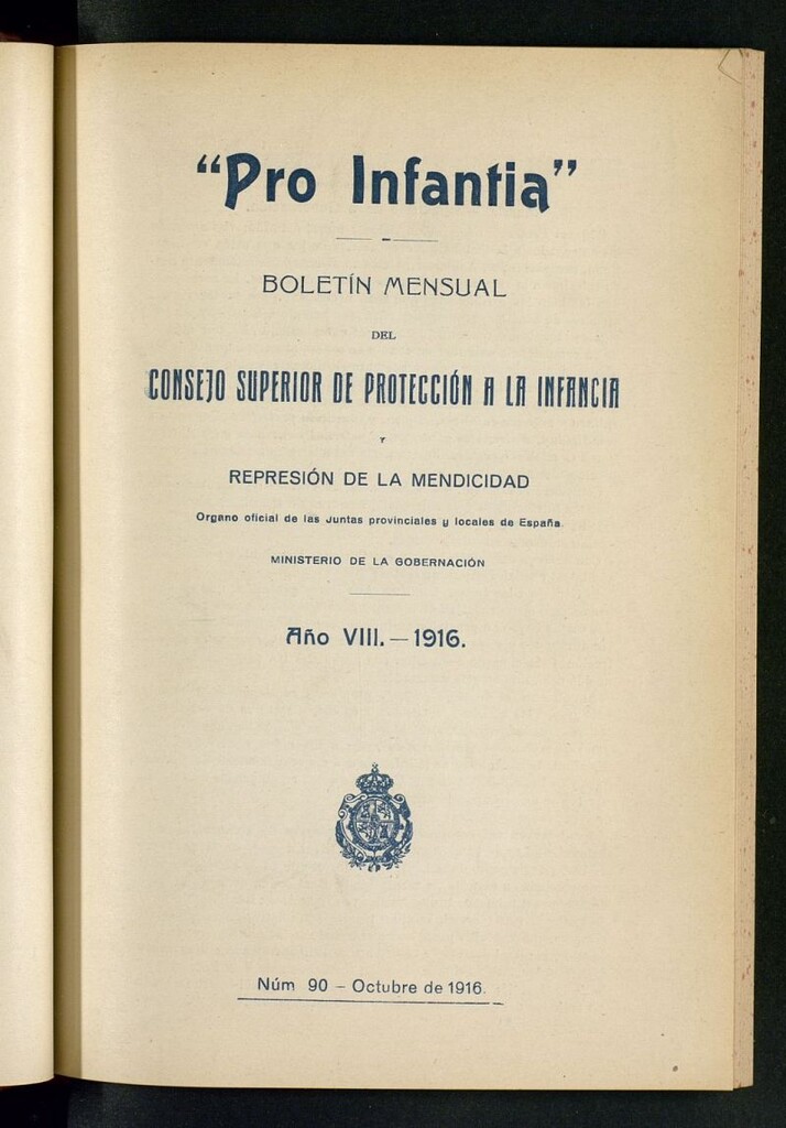 Miniatura de Pro Infantia : boletín del Consejo Superior de Protección a la Infancia y Represión de la Mendicidad de octubre de 1916