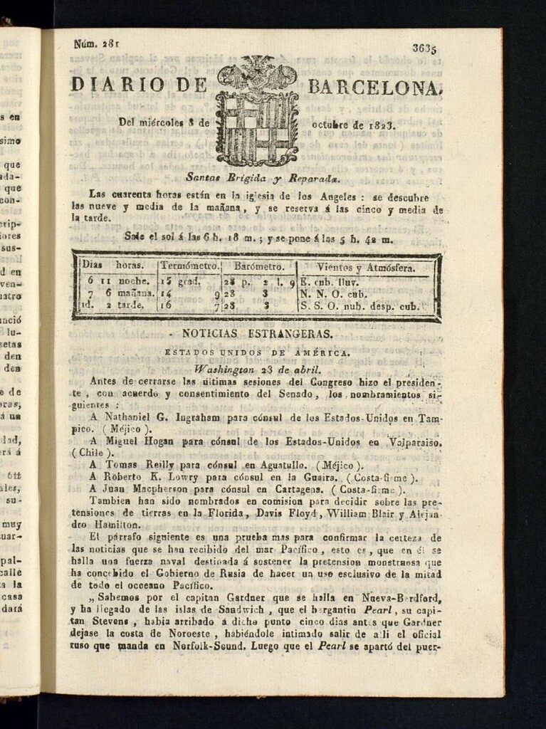 Miniatura de Diario de Barcelona del 8 de octubre de 1823