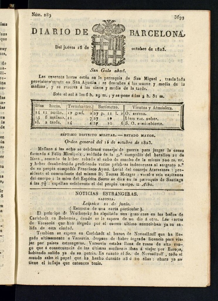 Miniatura de Diario de Barcelona del 16 de octubre de 1823
