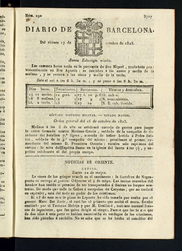 Miniatura de Diario de Barcelona del 17 de octubre de 1823