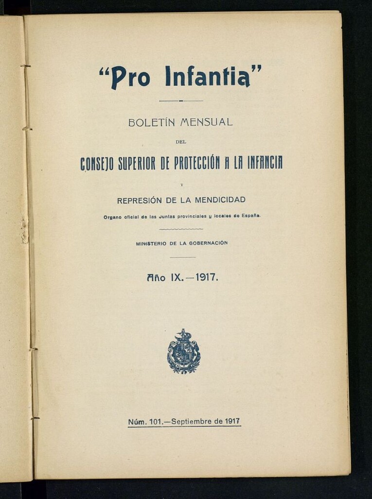 Miniatura de Pro Infantia : boletín del Consejo Superior de Protección a la Infancia y Represión de la Mendicidad de septiembre de 1917