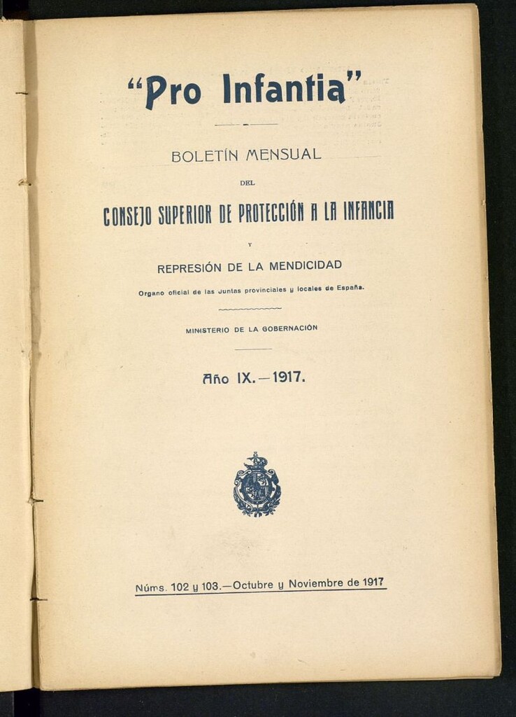 Miniatura de Pro Infantia : boletín del Consejo Superior de Protección a la Infancia y Represión de la Mendicidad de octubre y noviembre de 1917