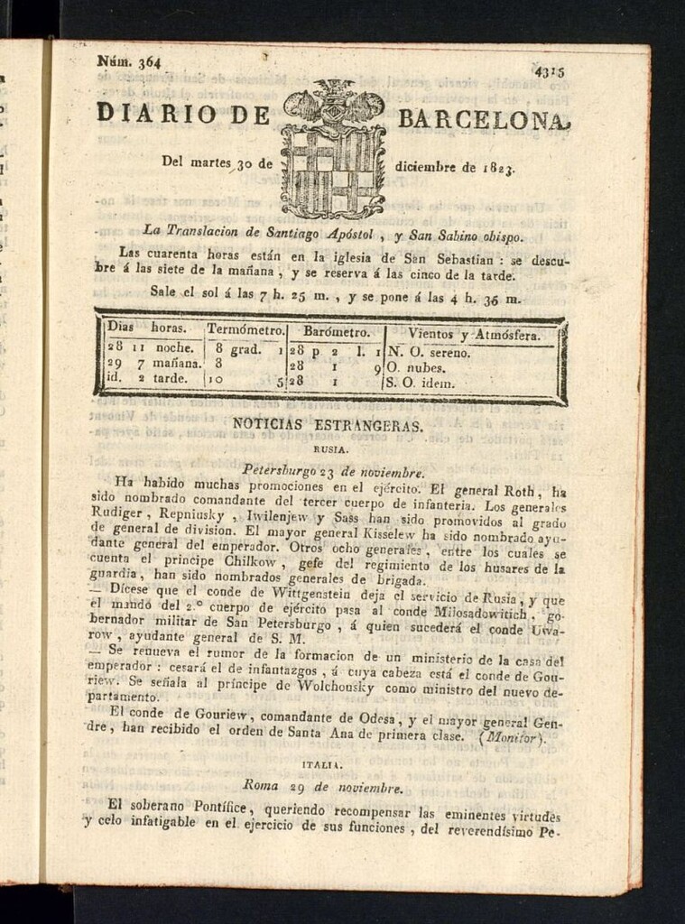 Miniatura de Diario de Barcelona del 30 de diciembre de 1823
