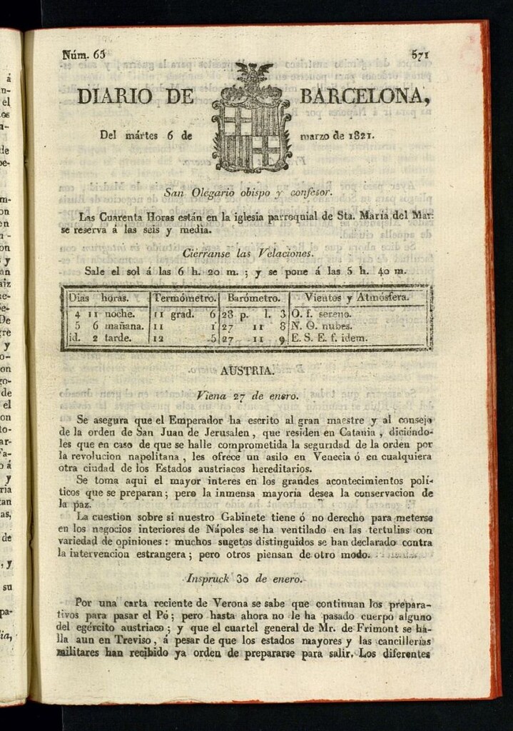 Miniatura de Diario de Barcelona del 6 de marzo de 1821