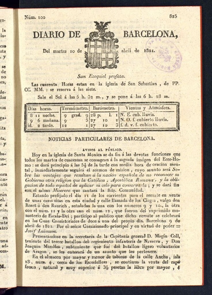 Miniatura de Diario de Barcelona del 10 de abril de 1821