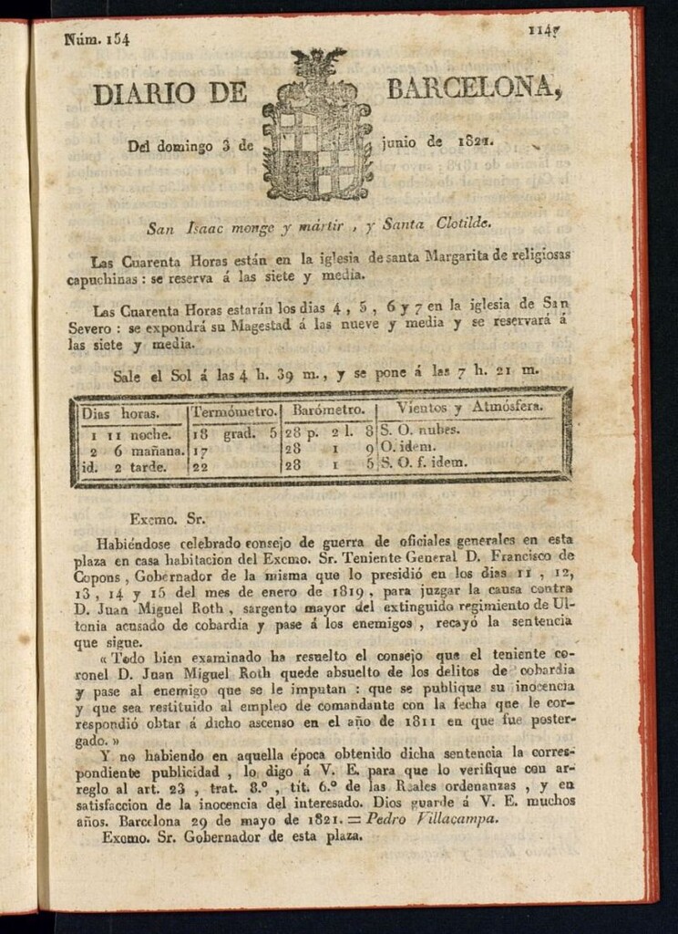 Miniatura de Diario de Barcelona del 3 de junio de 1821