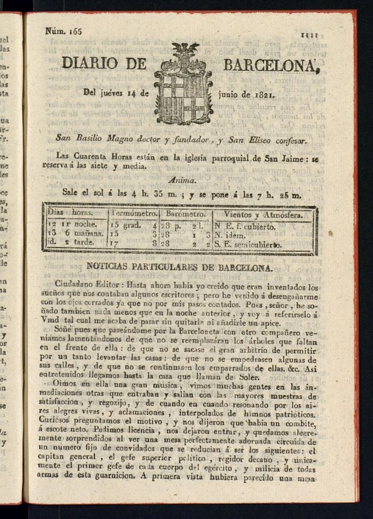 Miniatura de Diario de Barcelona del 14 de junio de 1821