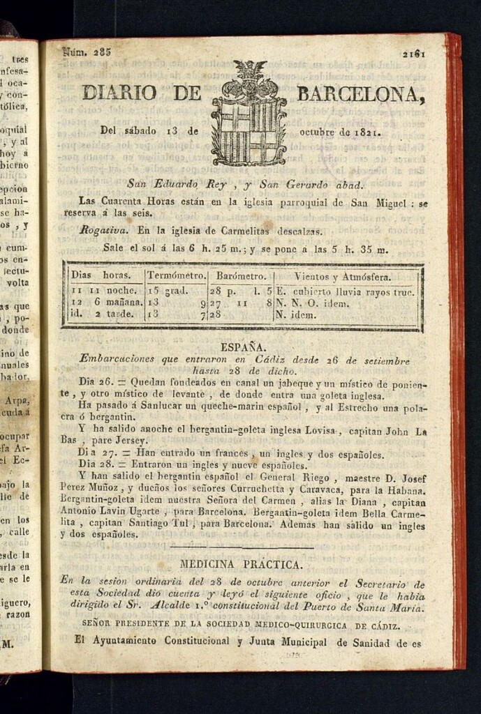 Miniatura de Diario de Barcelona del 13 de octubre de 1821