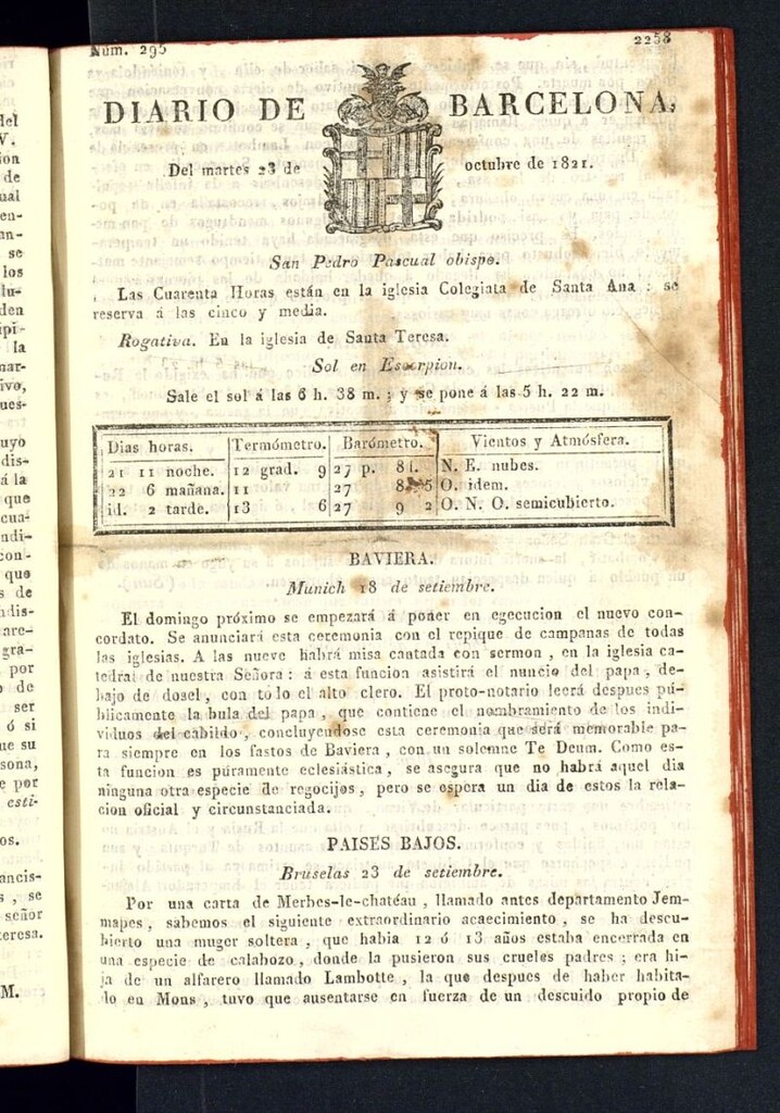 Miniatura de Diario de Barcelona del 23 de octubre de 1821