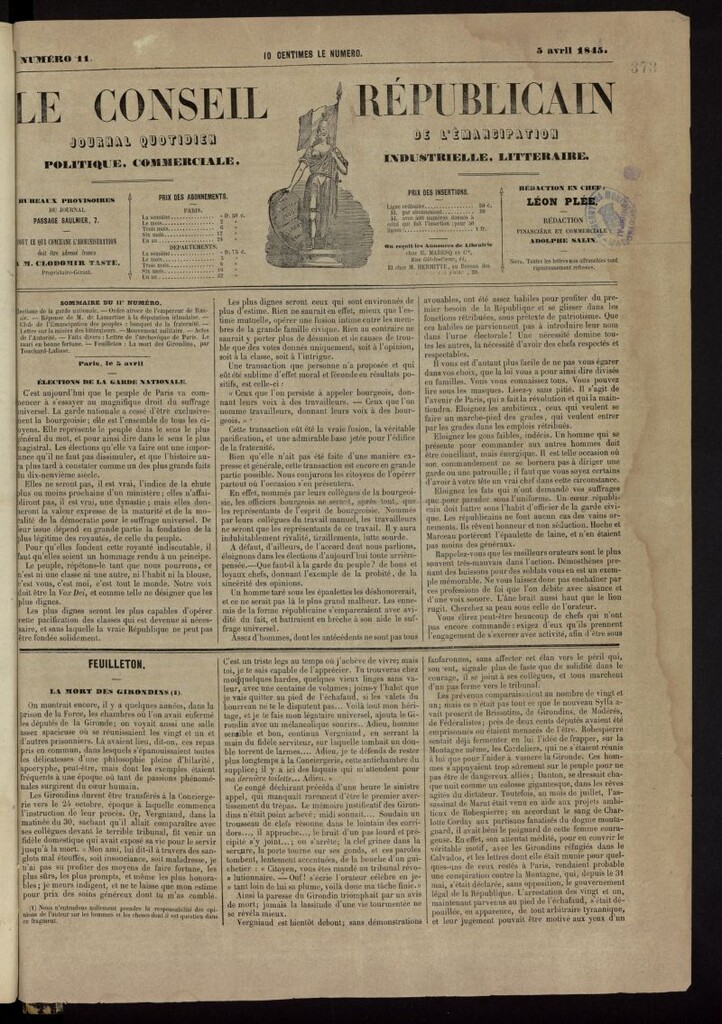 Miniatura de Le Conseil Républicain: journal quotidien de l´emancipation politique, comerciale, industrielle et littéraire