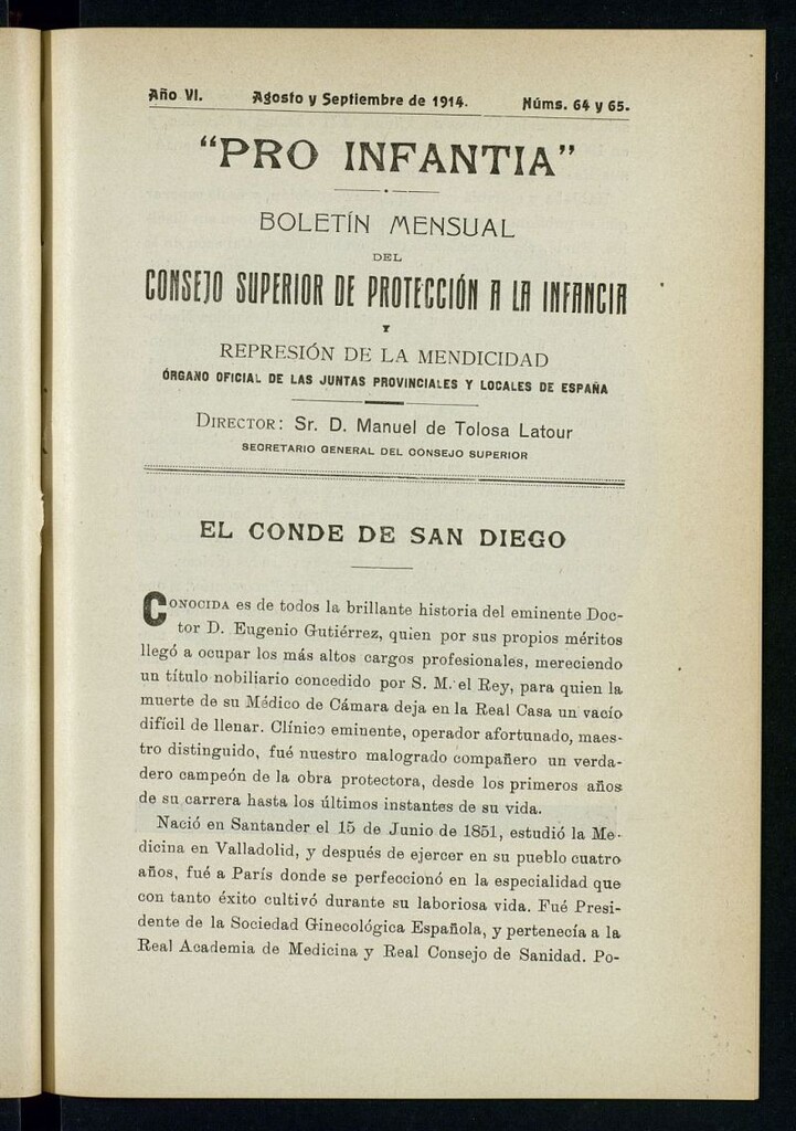 Miniatura de Pro Infantia : boletín del Consejo Superior de Protección a la Infancia y Represión de la Mendicidad de agosto-septiembre de 1914