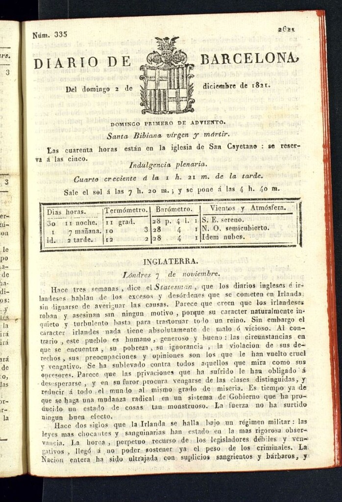 Miniatura de Diario de Barcelona del 2 de diciembre de 1821