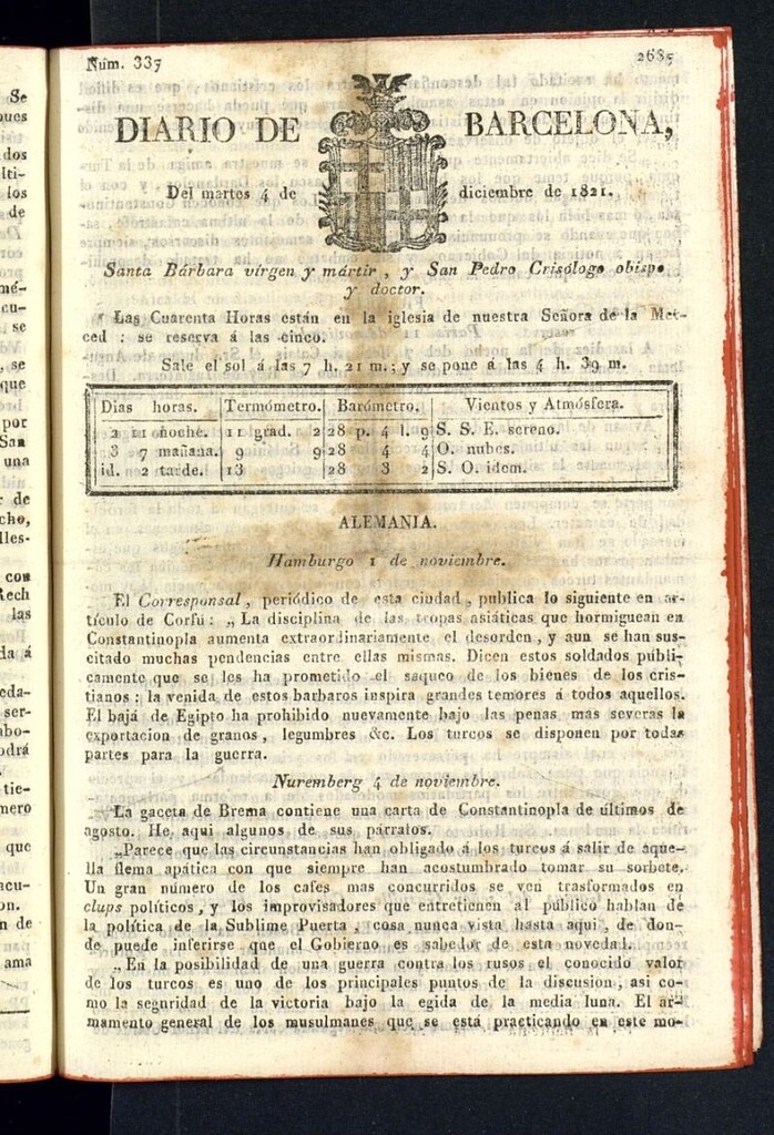 Miniatura de Diario de Barcelona del 4 de diciembre de 1821