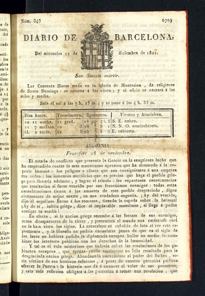 Miniatura de Diario de Barcelona del 12 de diciembre de 1821