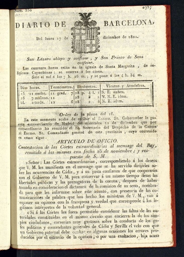 Miniatura de Diario de Barcelona del 17 de diciembre de 1821