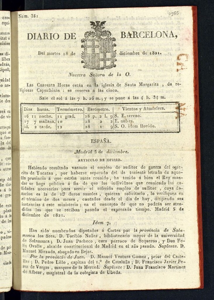 Miniatura de Diario de Barcelona del 18 de diciembre de 1821