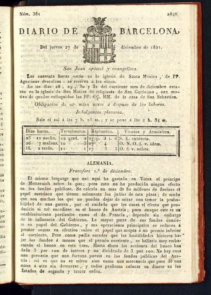 Miniatura de Diario de Barcelona del 27 de diciembre de 1821