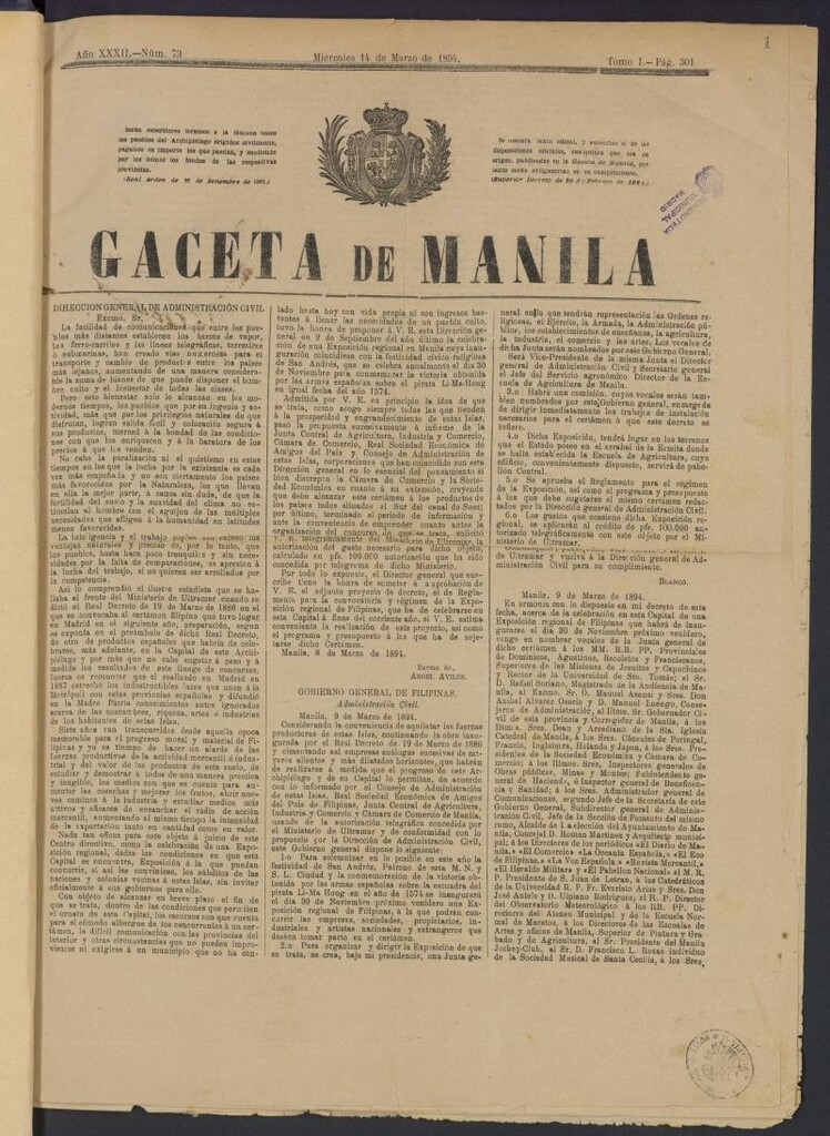 Miniatura de Gaceta de Manila