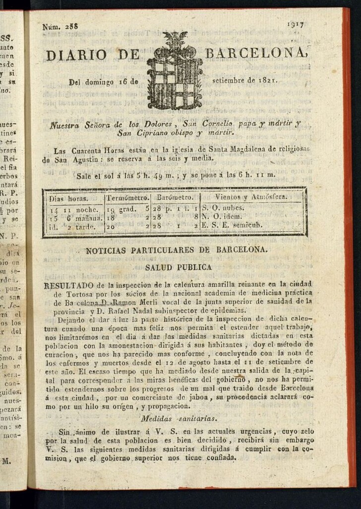 Miniatura de Diario de Barcelona del 16 de septiembre de 1821