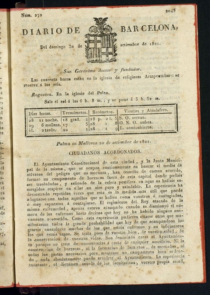 Miniatura de Diario de Barcelona del 30 de septiembre de 1821