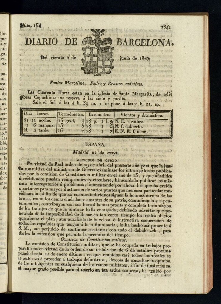Miniatura de Diario de Barcelona del 2 de junio de 1820