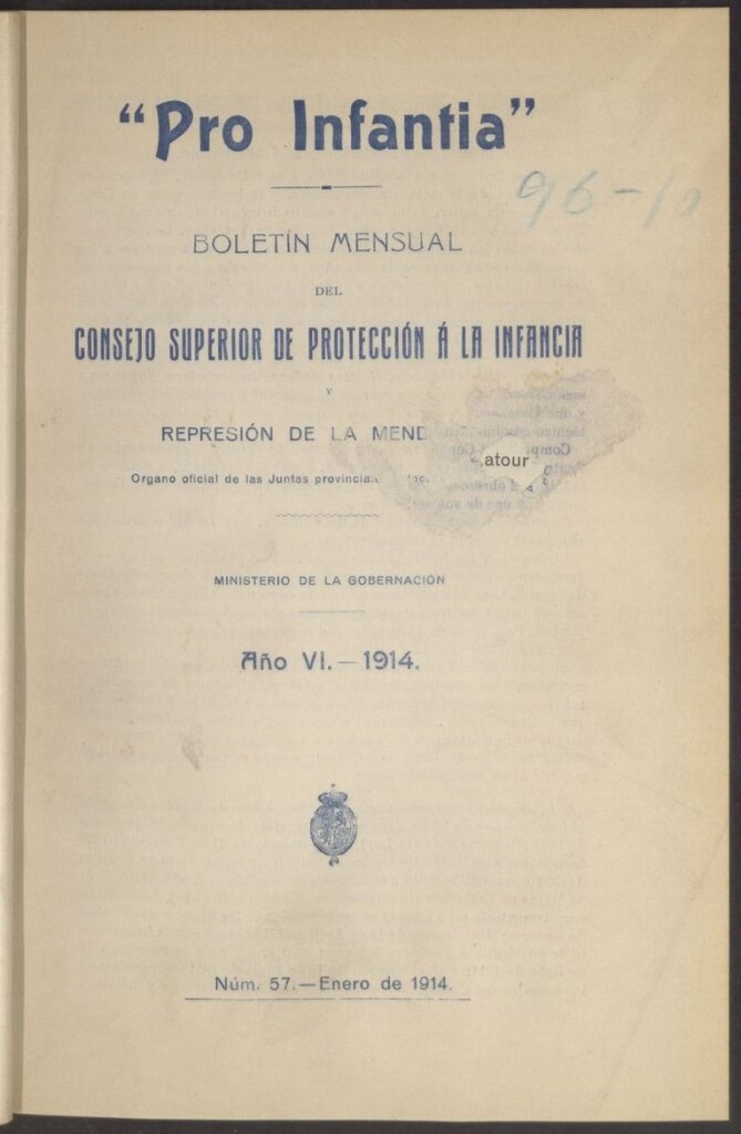 Miniatura de Pro Infantia : boletín del Consejo Superior de Protección a la Infancia y Represión de la Mendicidad de enero de 1914