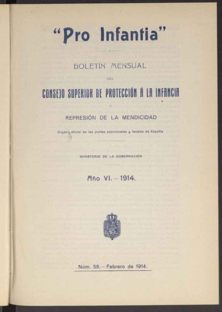 Miniatura de Pro Infantia : boletín del Consejo Superior de Protección a la Infancia y Represión de la Mendicidad de febrero de 1914
