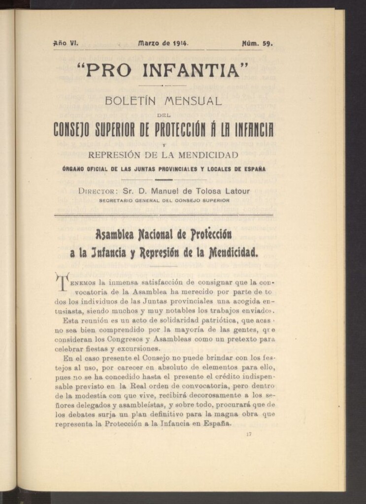 Miniatura de Pro Infantia : boletín del Consejo Superior de Protección a la Infancia y Represión de la Mendicidad de marzo de 1914
