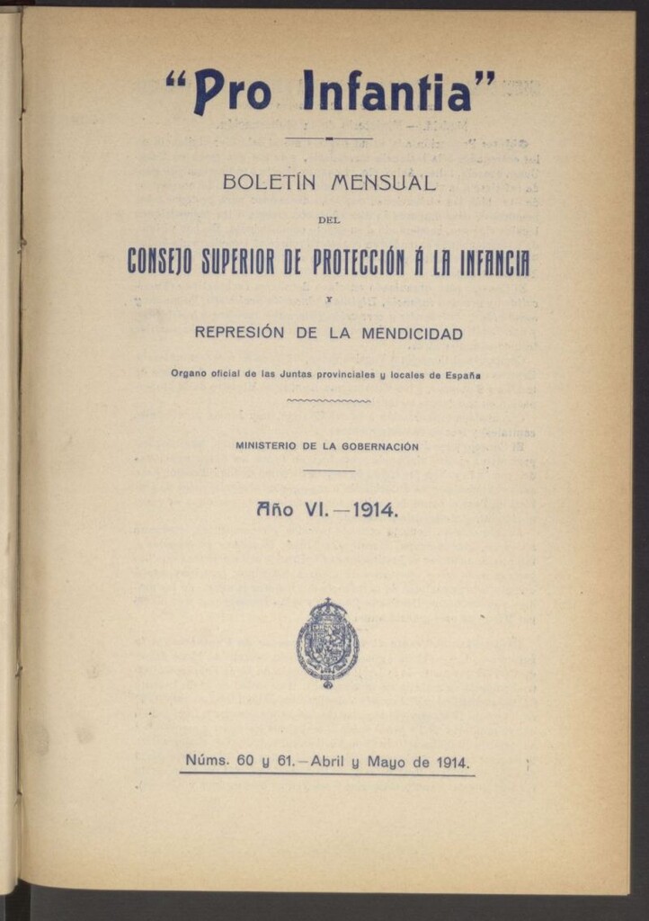 Miniatura de Pro Infantia : boletín del Consejo Superior de Protección a la Infancia y Represión de la Mendicidad de abril y mayo de 1914