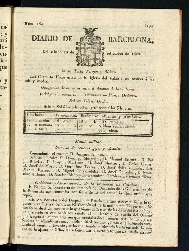Miniatura de Diario de Barcelona del 23 de septiembre de 1820