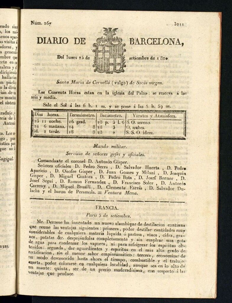 Miniatura de Diario de Barcelona del 25 de septiembre de 1820
