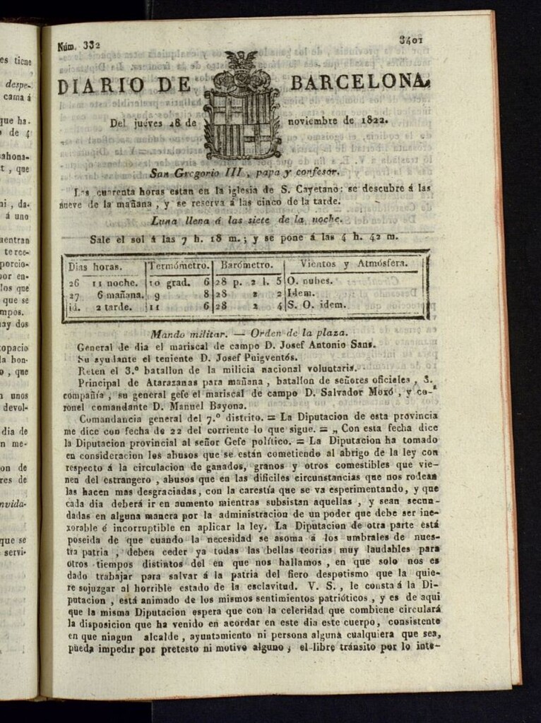 Miniatura de Diario de Barcelona del 28 de noviembre de 1822