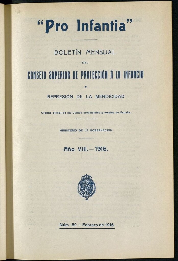 Miniatura de Pro Infantia : boletín del Consejo Superior de Protección a la Infancia y Represión de la Mendicidad de de febrero de 1916