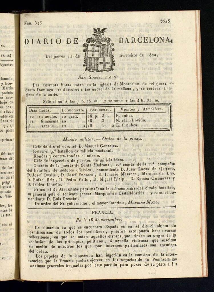Miniatura de Diario de Barcelona del 12 de diciembre de 1822