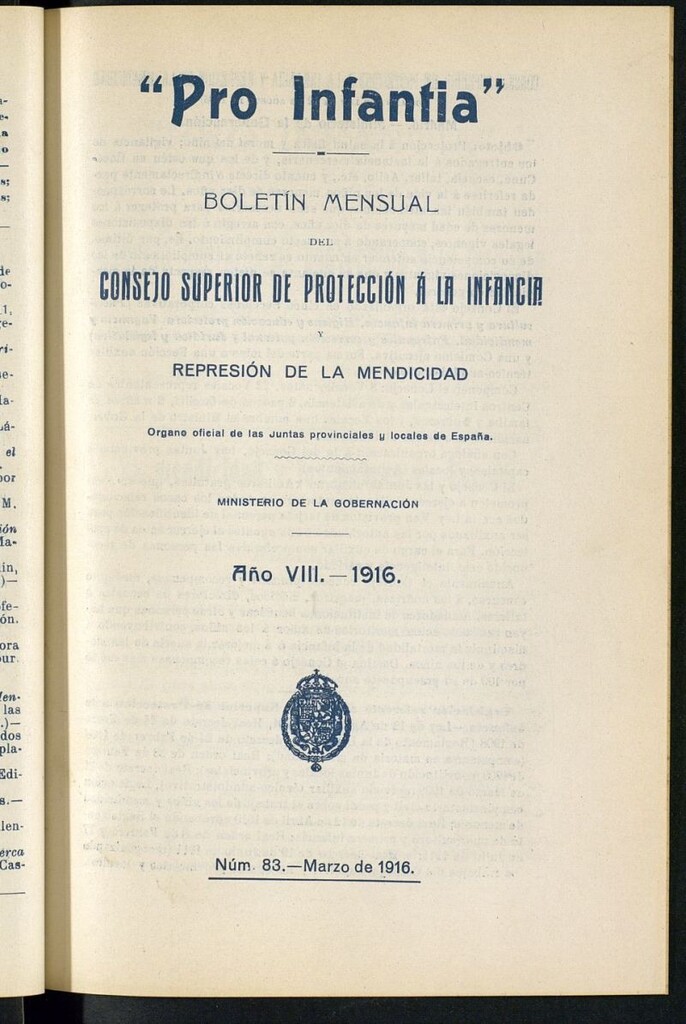 Miniatura de Pro Infantia : boletín del Consejo Superior de Protección a la Infancia y Represión de la Mendicidad de de marzo de 1916