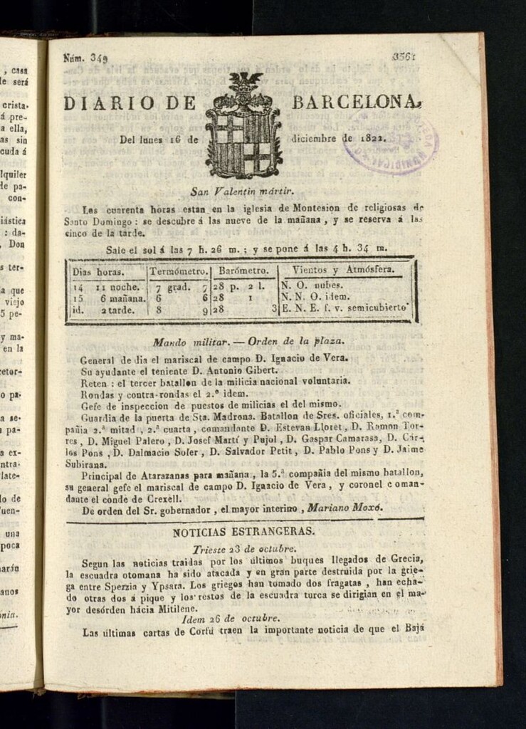 Miniatura de Diario de Barcelona del 16 de diciembre de 1822