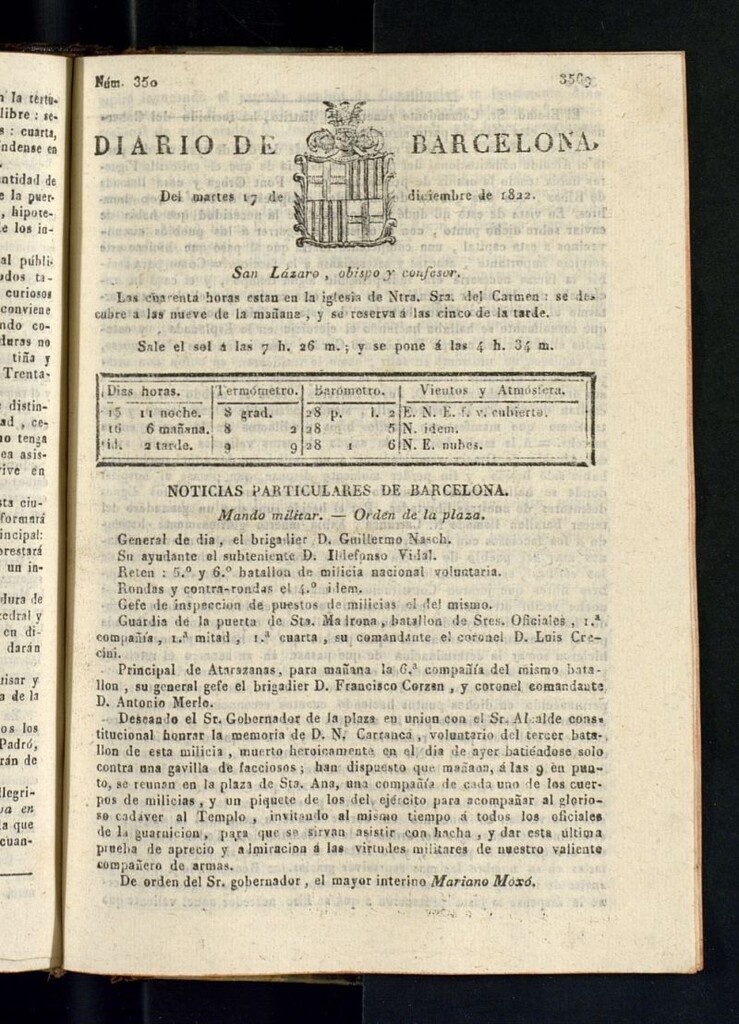 Miniatura de Diario de Barcelona del 17 de diciembre de 1822