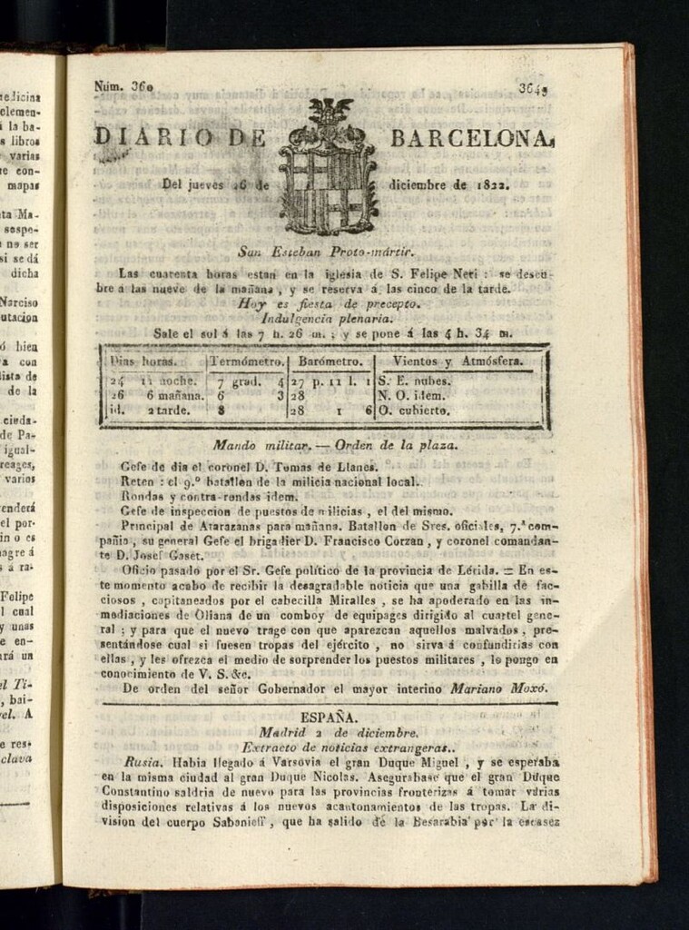 Miniatura de Diario de Barcelona del 26 de diciembre de 1822