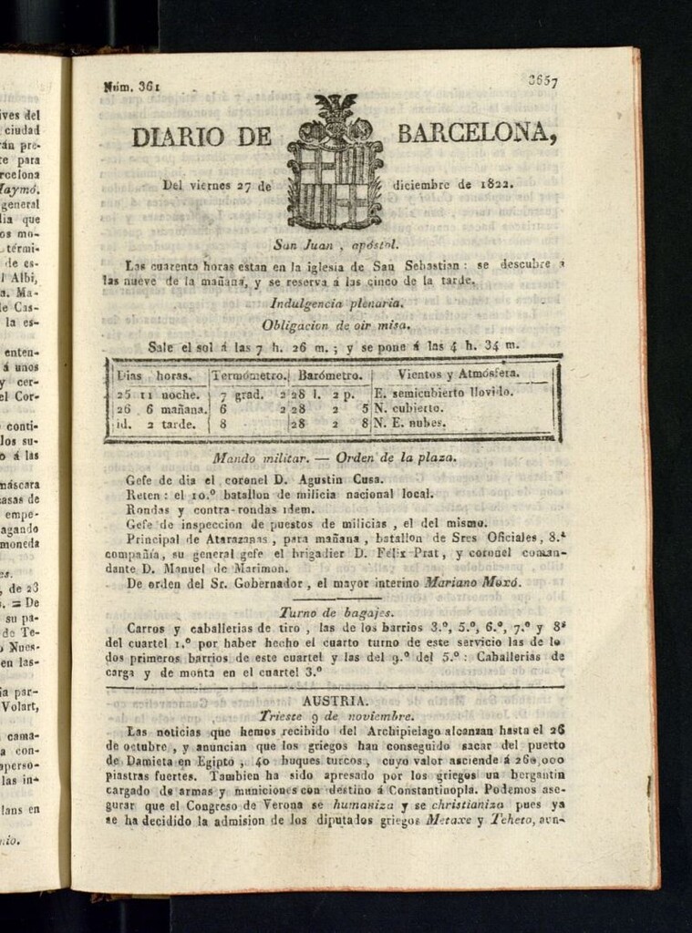 Miniatura de Diario de Barcelona del 27 de diciembre de 1822
