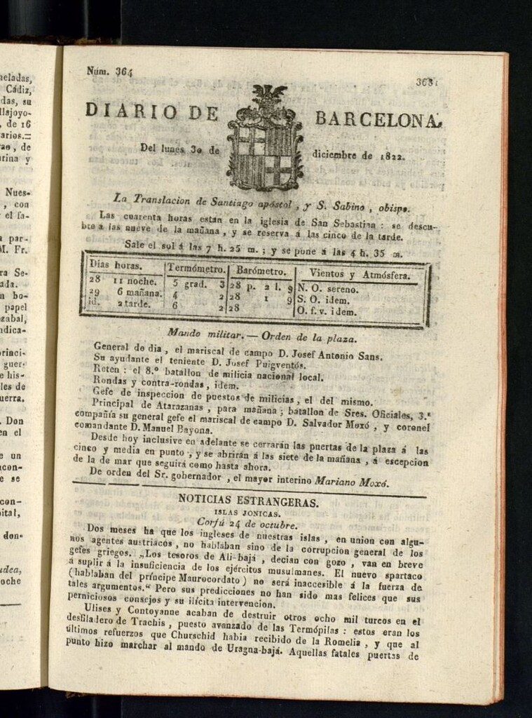 Miniatura de Diario de Barcelona del 30 de diciembre de 1822