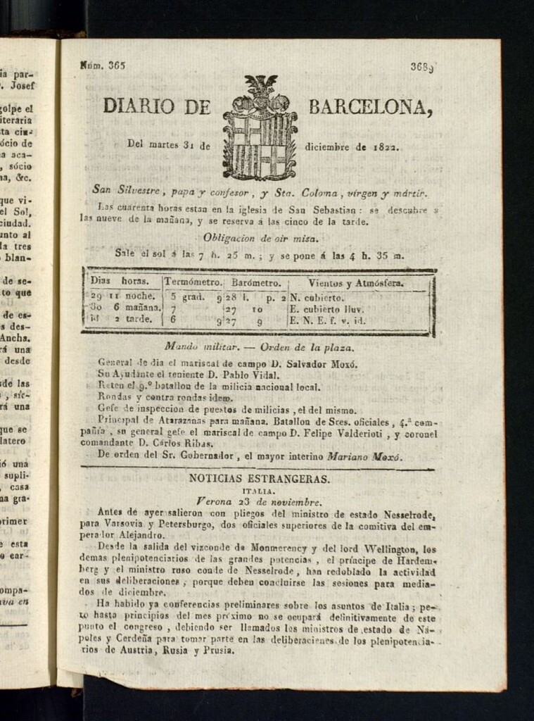 Miniatura de Diario de Barcelona del 31 de diciembre de 1822