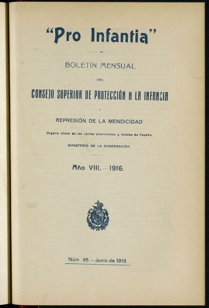 Miniatura de Pro Infantia : boletín del Consejo Superior de Protección a la Infancia y Represión de la Mendicidad de de junio de 1916