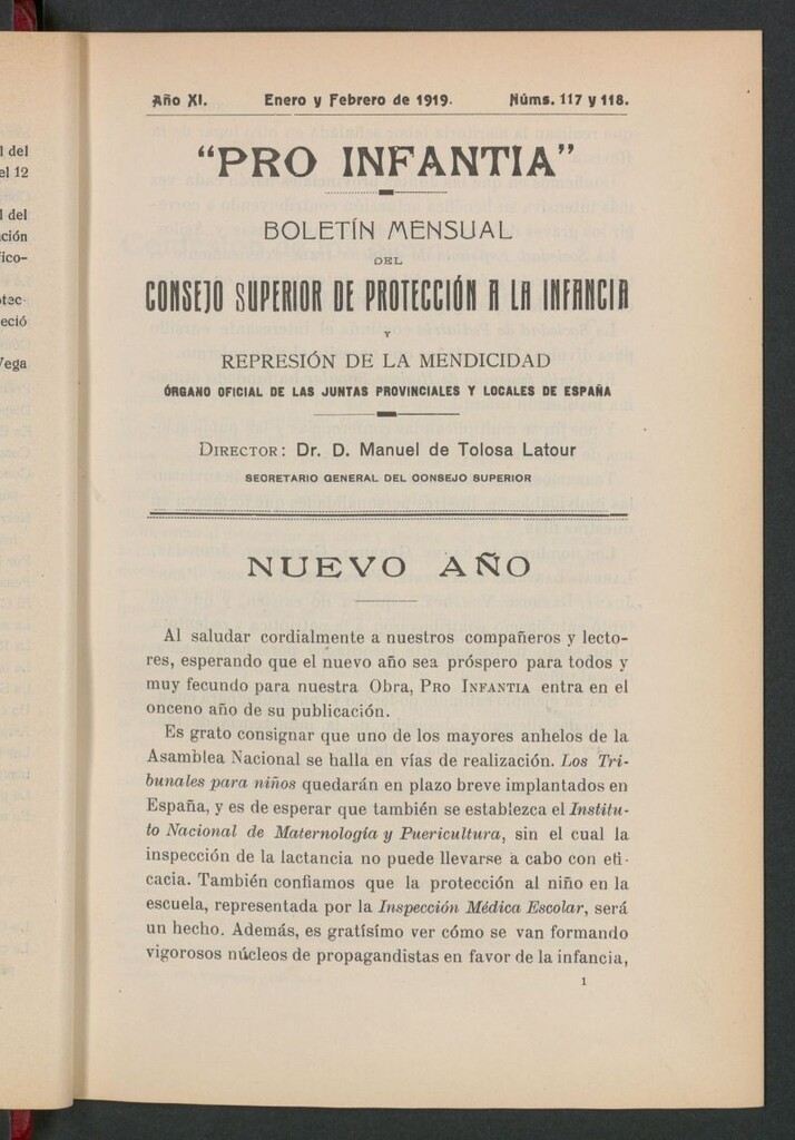 Miniatura de Pro Infantia : boletín del Consejo Superior de Protección a la Infancia y Represión de la Mendicidad. Nº 117 y 118. Enero y febrero de 1919