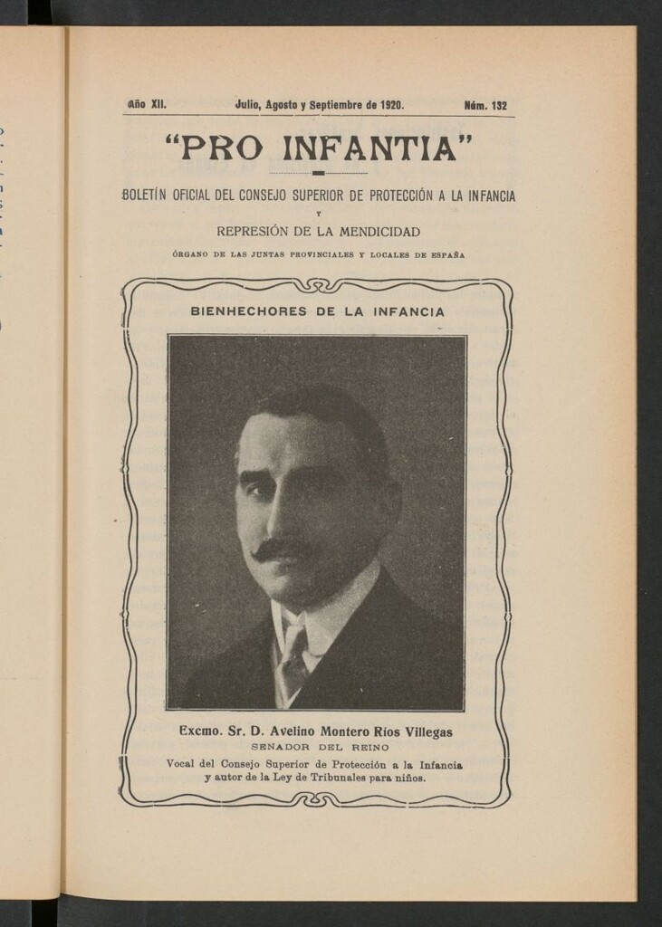 Miniatura de Pro Infantia : boletín del Consejo Superior de Protección a la Infancia y Represión de la Mendicidad. Nº 132